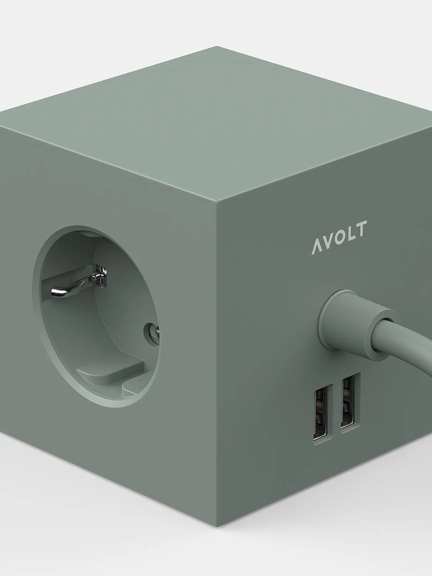 AVOLT | Mehrfachsteckdose Square 1 F 1.8MT Oak Green | 